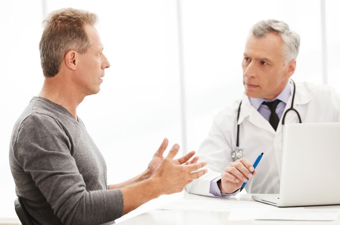 Man with chronic prostatitis in the doctor's office