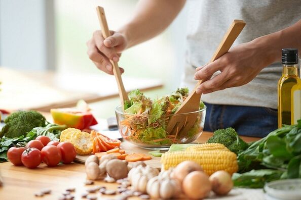 Production of vegetable salad in prostatitis
